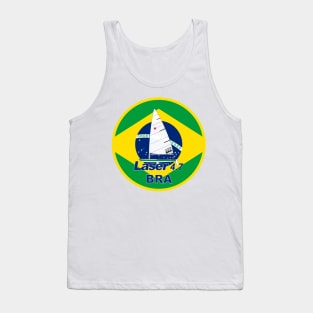 laser class sailboat on a flag Brazil Tank Top